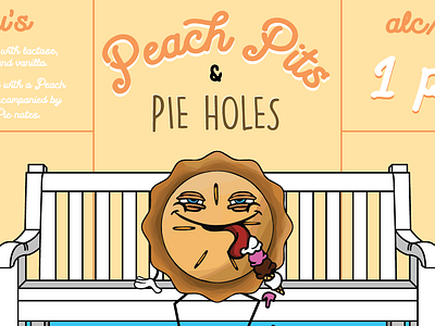 Peach Pits & Pie Holes - Beer Label beer beer branding branding classic design classic font design digital art icon illustration illustration art director design logo typography vector