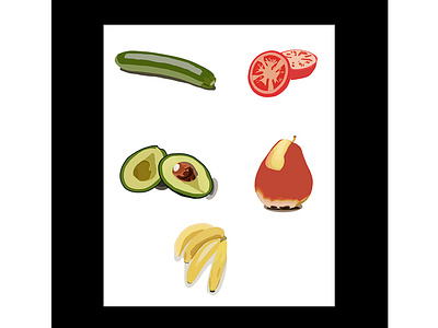 Fruit and veggies adobe illustration vector