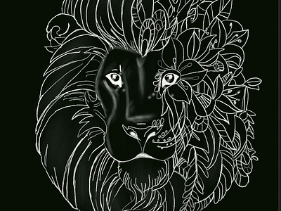 Lion in black and white apple pencil black and white bw drawing ipad ipad drawing lion procreate