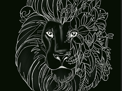 Lion in black and white