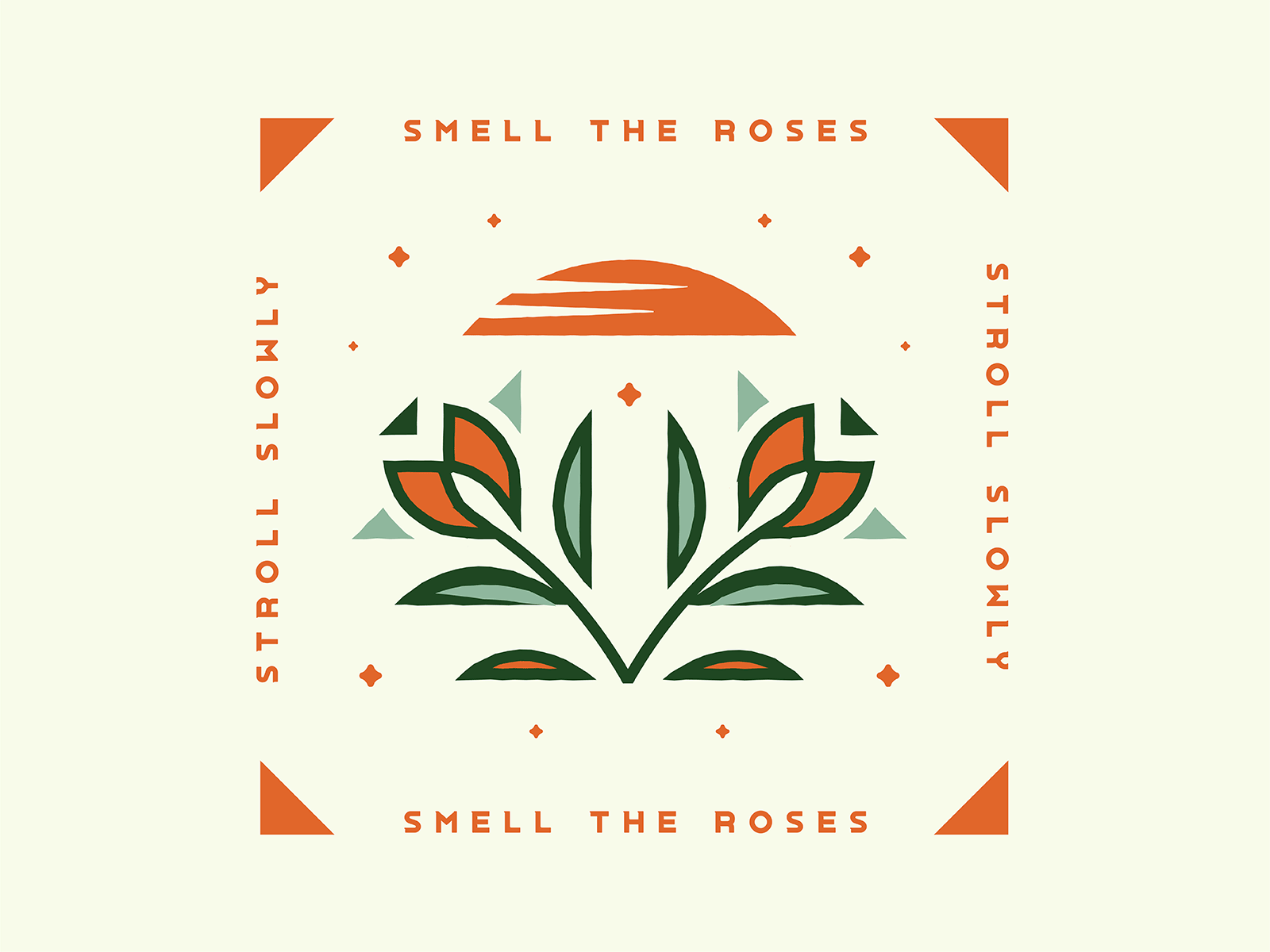 Smell the Roses badge flowers gif icon illustration nature pattern print rose spring symmetry type lockup typography