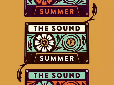The Sound of Summer cassette tape flowers illustration nature print retro summer texture typography vector video vintage