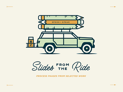 Slides from the Ride 2 custom type enamel pin illustration jeep lettering pencil print process script travel type lockup typography wagon