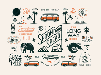 One Year Collection beach branding flash sheet flat vector layout logo nature outdoors pattern print surfer van typography