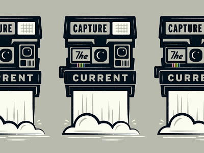 Capture the Current camera current flat vector nature outdoors polaroid print retro series vintage water waterfall