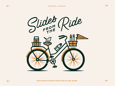 Slides from the Ride 3 bicycle bike bird enjoy the journey flat vector lettering outdoors print process series typography