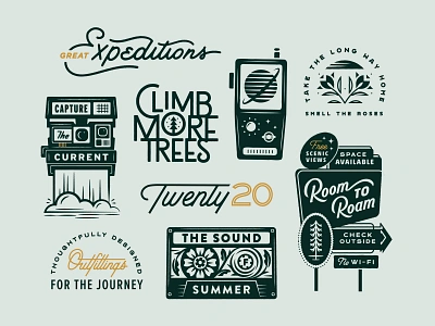 2020 Roundup 2020 collection illustration lettering nature outdoors print retro script travel type typography vintage