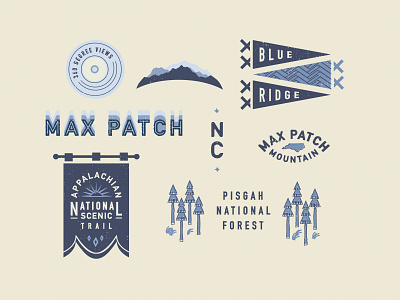 Max Patch Elements badge banner forest hiking max patch mountains nature north carolina outdoors patch pennant trees vintage