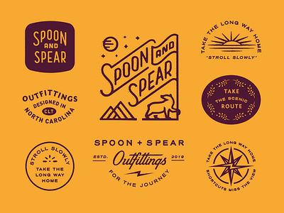 Brand Elements badge banner bear brand identity branding compass handlettering illustration logo nature print type lockup typogaphy