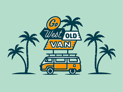 Go West Old Van Pin enamel pin go west handlettering illustration palm trees print retro travel type typography van vintage inspired west coast