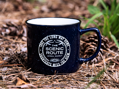 Scenic Route Mug badge badgedesign camp mug logo mug nature outdoors palm trees print product stamp sun typography