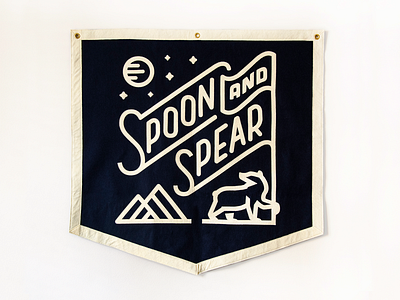 Spoon & Spear Banner badge banner bear branding flag illustration mountains nature outdoor scene sign type lockup typography