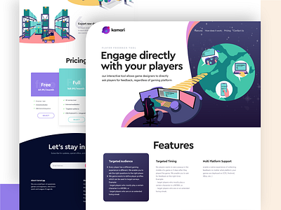 One page clean flat illustration landing layout minimal ui ux web website