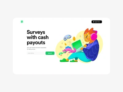 Surveys clean design illustration landing splashpage surveys sweepstakes ui ux vector web