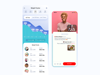 Health App app chat clean coach dashboard design fitness flat health illustration layout less weight message ui ux web