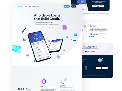 Landing page app bank bills clean credit card design finance fintech flat illustration layout loan loans ui ux wallet web