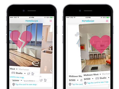 Swiping - Tinder Style! apartments app cards find home ios swipe ui ux