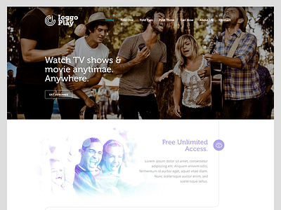 Landing Page clean flat landing music page single streaming ui ux video web