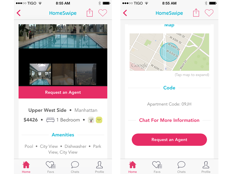 HomeSwipe swipe home pixel dribbble ny realestate flat clean ios app ui ux