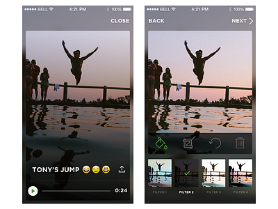 Photo Edit app audio blur camera dark filter ios ui ux video