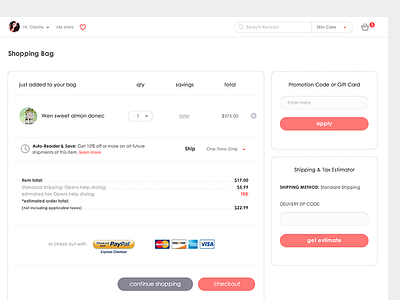 Shopping Bag app bag checkout clean payment paypal shopping ui ux web