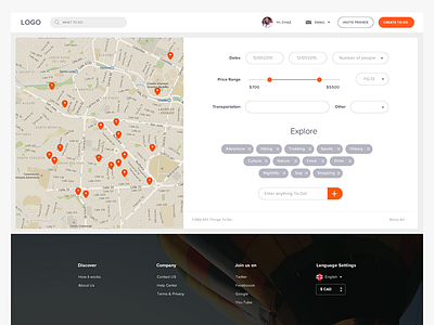 Explore app clean experience explore find flat map place ui ux web website