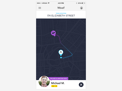 Your Location app clean dog flat ios location map uber ui ux walkers