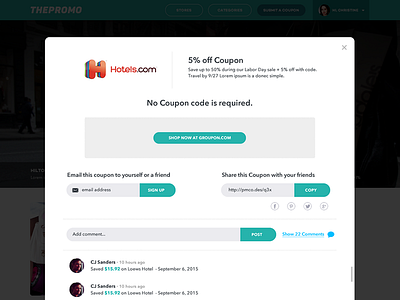 Coupon Code clean codes comments coupon flat layout popup ui ux web