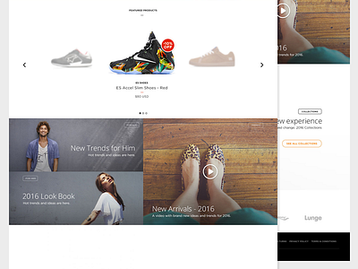 Store cart clean ecommerce flat landing layout shoes store ui ux