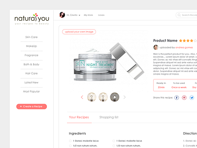 Recipe Details beauty clean detail ecommerce flat item layout recipe store ui ux web