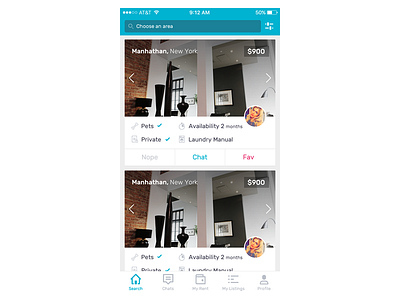 My Listings apartment app cards clean flat ios list pad rent ui ux