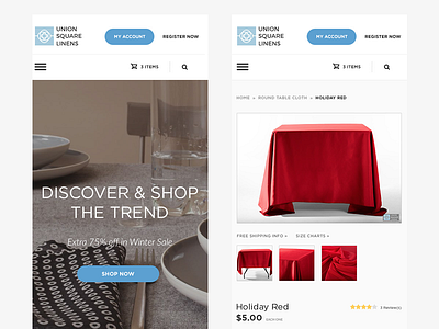 Responsive Design clean ecommerce fabric flat mobile responsive store trend ui ux