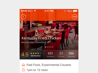 Place Profile app cards clean delivery flat food ios place profile restaurant ui ux