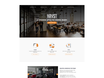 Single Page clean coworking flat layout slider ui ux web website work