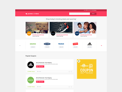 Coupon [Store] cards code coupon coupons deals flat layout promo store ui ux web