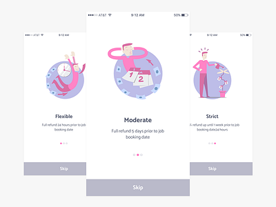 Onboarding app cards clean flat guide illustrations ios onboarding ui ux welcome