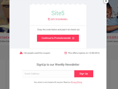 Popup [Coupons] card clean code coupon deal flat promo shipping ticket ui ux