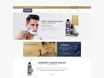 Shave clean flat homepage layout page product shave skin ui ux website