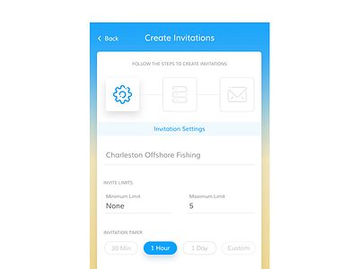 Create Invitations app calendar clean create event invite ios list shortlist ui ux