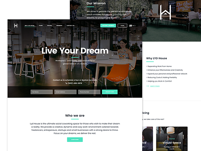 Layout clean coworking design flat footer header layout ui ux web