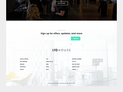 Footer clean co working flat homepage layout minimal ui ux website workspace