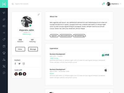Profile Page by Hey James! on Dribbble
