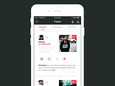 Feed [Cards] app card clean feed ios minimal music playlist ui ux