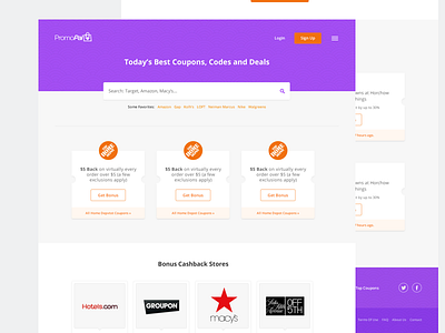 Coupon cards clean codes coupon flat promo search box stores ui ux