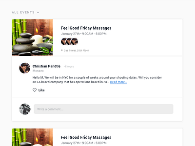 Events clean comment coworking event flat layout minimal ui ux web