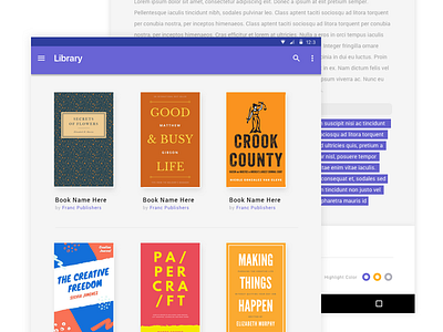 eBook - Android App android app clean ebook flat lollipop tablet ui ux