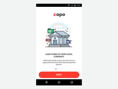 Onboarding XAPO android app bank bitcoin currency on boarding slide swipe ui ux