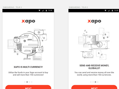 Sketches [Onboarding] android app bitcoin currency guide on boarding onboarding sketches slide ui ux