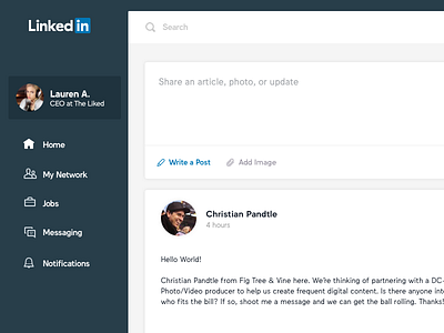 LinkedIn [Feed] feed layout linkedin network sidebar social ui ux web