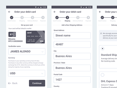 Debit Card [Wireframes]